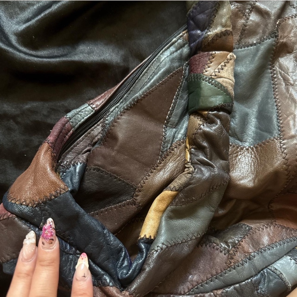 Patchwork Leather Patchwork Hobo Bag Shoulder Pur… - image 3